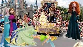 Disney Princess Party Parade Festival of Fantasy Belle Elsa Anna Tiana Rapunzel Tinker Bell Ariel