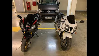 Sound battle Honda VTR1000SP2 vs Aprilia RSV1000R