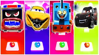 BUS EATER 🆚 MCQUEEN EATER 🆚 THOMAS THE TRAIN 🆚 VAMPIRE CAR  | Tiles Hop - EDM Rush