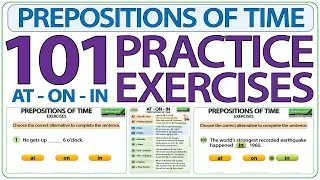 Prepositions of Time AT ON IN – 101 Practice Exercises in English