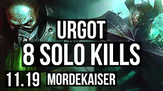 URGOT vs MORDEKAISER (TOP) | 8 solo kills, 900+ games, Legendary | NA Grandmaster | v11.19