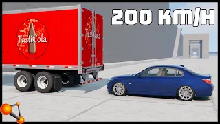 TRAILER vs BMW M5! 200 Km/H CRASH TEST! - BeamNg Drive