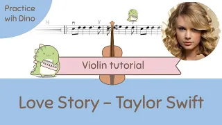 Taylor Swift - Love Story (Violin Tutorial | Play along | Playing partner)