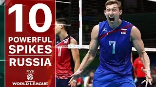 TOP 10 The Most Powerful Volleyball Spikes | Russia | FIVB Volleyball World League 2017
