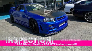 I inspected a '98 Skyline R34 GTT in Bayside blue