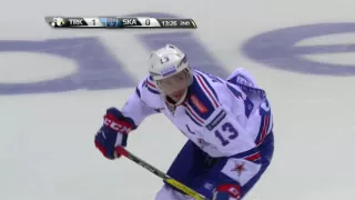 Nikolai Belov stops Pavel Datsyuk