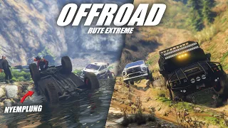 OFFROAD RUTE PEGUNUNGAN, HUJAN DERAS, TERJAL ! MOBIL NYEMPLUNG KE SUNGAI !! GTA V ROLEPLAY