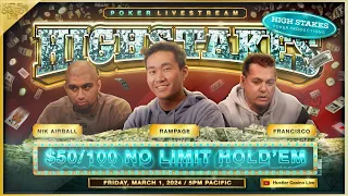 Rampage Plays HIGH STAKES POKER $50/100 w/ Nik Airball, Francisco, Dr. P & Dylan Flashner