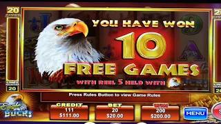 High Limit $20 $40 $100 bets Eagle Bucks & Thunder Cash