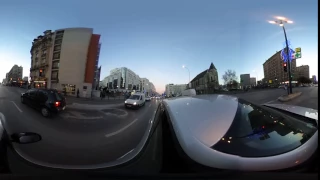 Paris, France : INTERACTIVE 360° VIDEO : Beautiful Sunset drive through Pantin,
