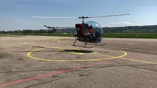 Safari 400 Helicopter startup and take off from LSZG (Grenchen)