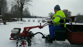 В Латгалии дождь. Неудачная поездка за дровами на мотоблоке МТЗ 09Н.