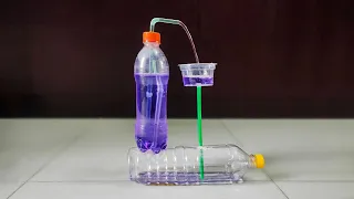 Make a bottle water pump without any energy | DIY Water Fountain | Science Project