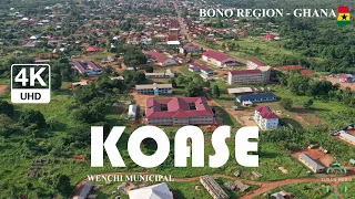 Koase Town Aerial View in the Wenchi Municipal Bono Region of Ghana 4K UHD
