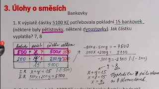 3. Slovní úlohy o směsích - bankovky