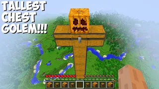 What HAPPENS if you SPAWN the TALLEST CHEST GOLEM in Minecraft ? SUPER CHEST GOLEM !