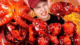 MUKBANG ASMRㅣExtreme Spicy! Fire Sauce Octopus + Chicken Eat🔥Korean Seafood 후니 Hoony Eating Sound