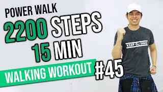 POWER WALK -1 MILE • 15 Min! • 2200 Steps • Walking Workout #45 • Keoni Tamayo