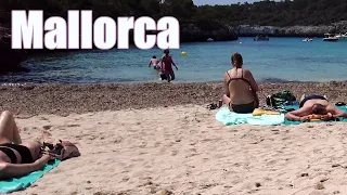 Walking Tour - Beach Walk Mallorca Platja de San Pere, Mallorca  Spain 4K 2023