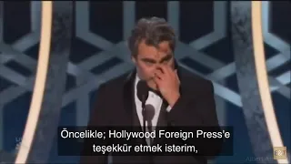 TÜRKÇE ALTYAZILI | Joaquin Phoenix "Joker" Filmi ile En iyi Erkek Oyuncu Altın Küre Konuşması |2020