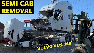 REMOVING CAB Off Wrecked Volvo VNL Semi 2018 from Copart