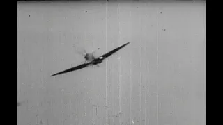Messerschmitt Bf109 hitting a Spitfire with it's 20mm cannons.