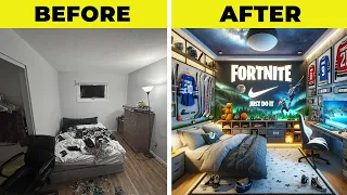 Fortnite Bedroom Transformation with FULL Mural