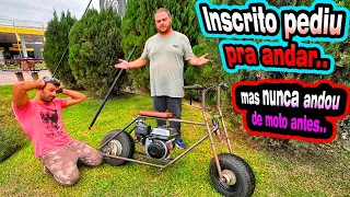 Inscrito pediu pra andar na MINI BIKE Motorizada 😱 mas ele NUNCA PILOTOU MOTOS 😱