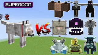 SuperDog vs All Minecraft Bosses,Wither Storm,Warden,Barako,SuperCat,Ferrous - Minecraft Mob Battle