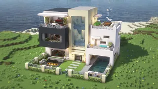 Minecraft: How To Build a 3-Story Modern House Tutorial(#26) | 마인크래프트 건축, 모던하우스, 인테리어