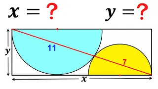 Can you solve for X and Y? | Two semicircles in a rectangle | (Math skills explained) | #math #maths
