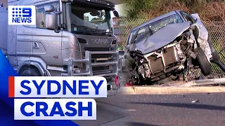 Truck driver questioned after multi-vehicle crash in Sydney | 9 News Australia