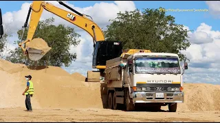 Caterpillar 320GC Excavator Loading Sand Into Dump Trucks | HYUNDAI Dump Truck , CAT 320GC Excavator