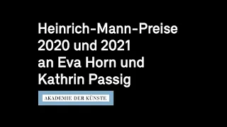 Heinrich-Mann-Preise 2020 und 2021 an Eva Horn und Kathrin Passig