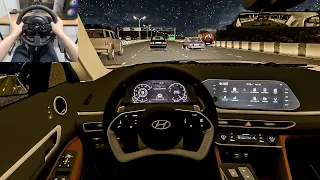 City Car Driving - 2020 Hyundai Sonata Turbo | Night Drive [Steering Wheel Gameplay]