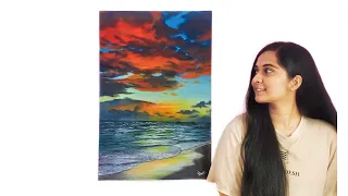 🛑✨🎨Evening Ocean View Acrylic Painting Tutorial🛑✨🎨