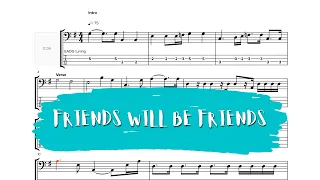 QUEEN - Friends Will Be Friends - Bass cover + Play along with score and BassTAB