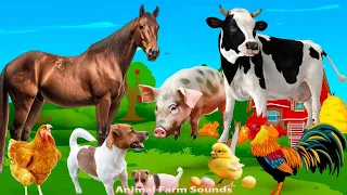 Family Farm Animal Videos: Dog, Pig, Cow, Chicken, Horse - Animal sounds