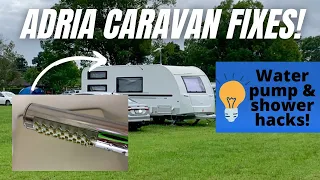 Adria 552pk caravan hacks - water pump / heater trouble shooting - hot water system & shower hacks