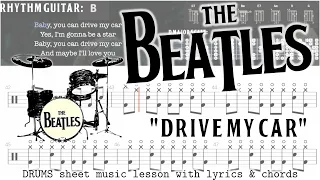Learn to play the Beatles' "Drive My Car" with this easy lesson (Drums sheet music, chords & lyrics)