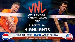Thijs ter Horst vs Aaron Russell | Netherlands vs USA | Highlights | Men's VNL 2022 (HD)