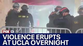 Police, pro-Palestinian protesters clash on UCLA campus