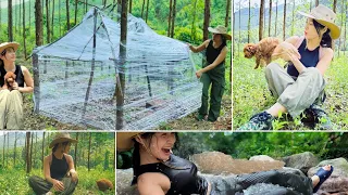 Solo Camping Girl - Building a Woodland Cabin with Plastic Wrap