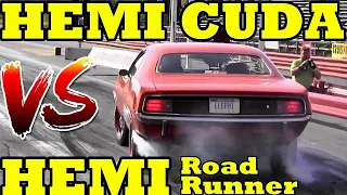 Which is FASTER ?? 426 Hemi Cuda or 426 Hemi Road Runner - 1/4 Mile Drag Race - RoadTestTV®