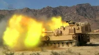 Awesome Firepower - M109A6 Paladin Howitzer Direct Fire Demonstration