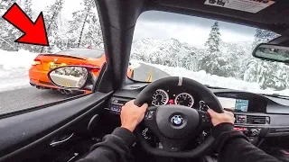 BMW E92 M3's VS SNOW STORM!! - POV DRIVE!! (We got stuck!)