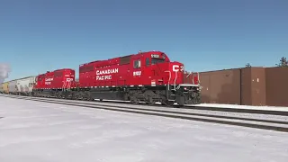 Union Pacific SD40N's, BNSF SD40-2's and CP SD40-3's