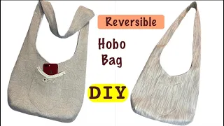 How to sew a reversible hobo bag/ Easy DIY tutorial for beginners