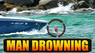 SHOCKING VIDEO: SWIMMER BEING SUCKED INTO HAULOVER WATERS !! MAN DROWNING | BOAT ZONE
