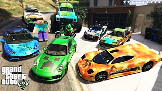 GTA 5 - Stealing MINECRAFT Cars With Franklin | (Real Life Cars #42)